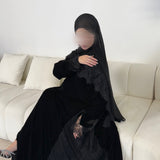 Wisteria Velvet - Side Contrast abaya