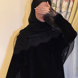 Wisteria Velvet - Side Contrast abaya