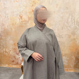 Plush Grey Wrap Abaya