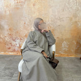 Plush Grey Wrap Abaya