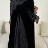 Wisteria Velvet - Side Contrast abaya